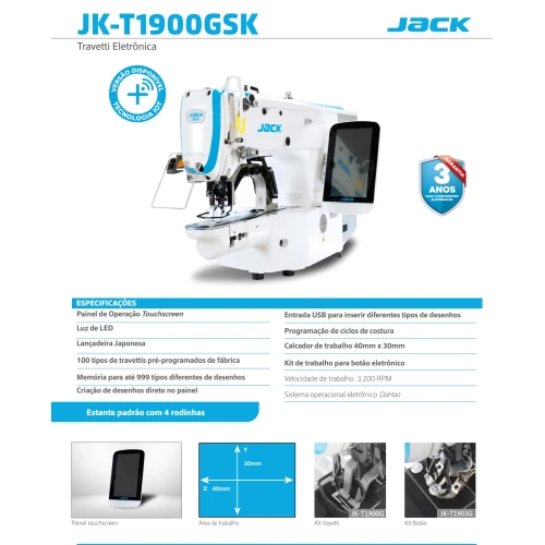 Máquina travete eletrônico Jack JK-T1900GSK
